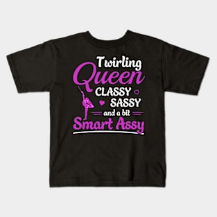 Twirling Queen Funny Baton Twirling Twirl Mojorette Kids T-Shirt